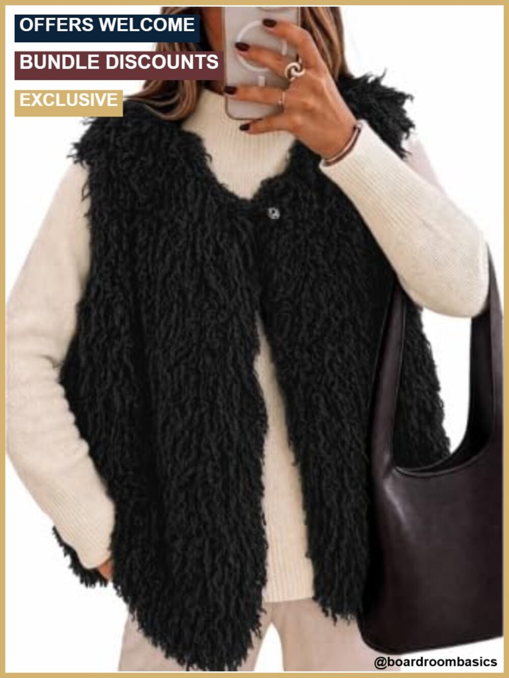 Womens Faux Fur Vest Sleeveless Open Front Furry Gilet Warm Layering